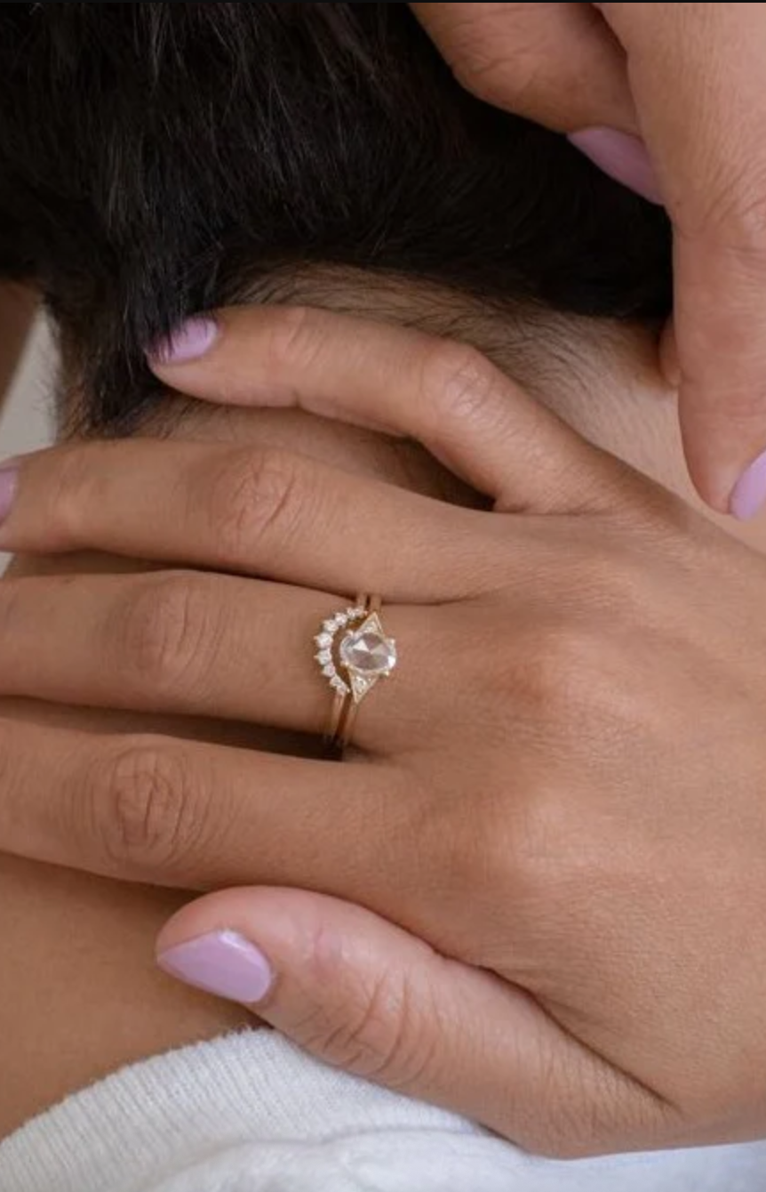 Oval Rose Cut Diamond Deco Ring